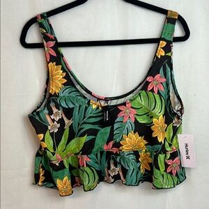 Hurley Tropical Floral Tank Top - Black, Green, Yellow, Pink